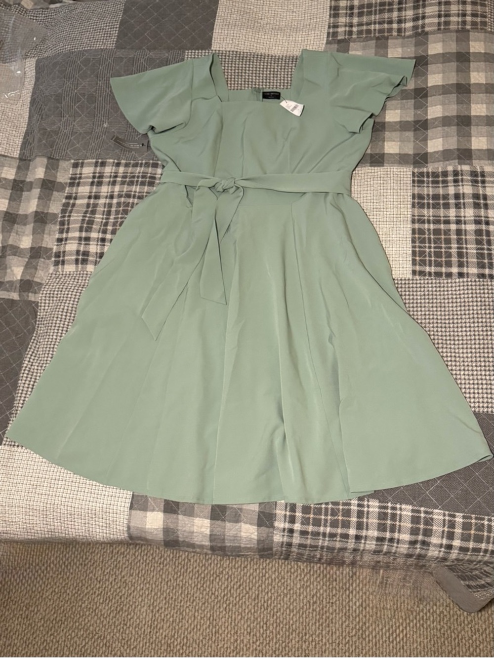 Lane Bryant Sage Green Midi Dress with Tie Waist - NWT